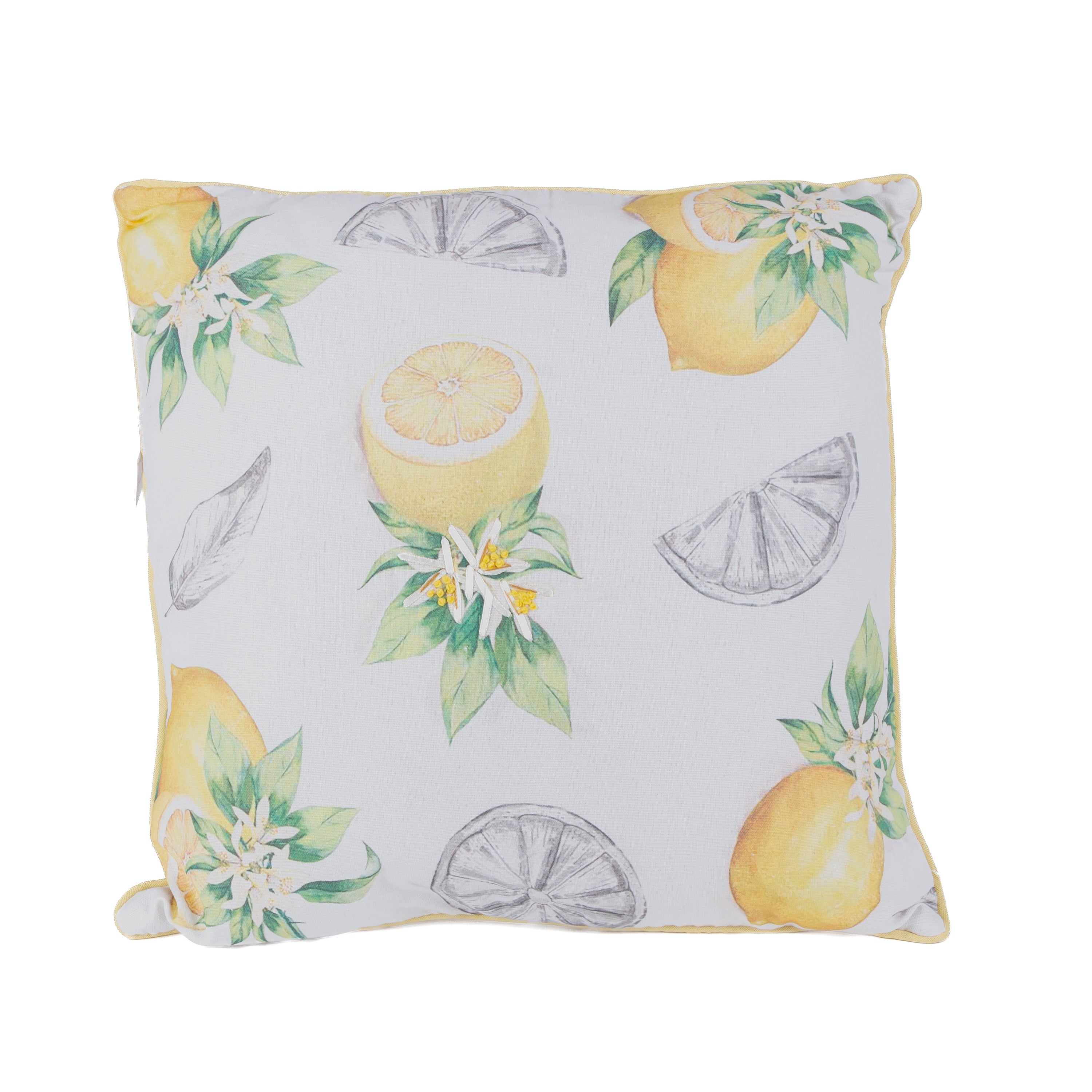 16 Inch Fresh and Vibrant Fabric Lemon Pillows